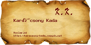 Karácsony Kada névjegykártya